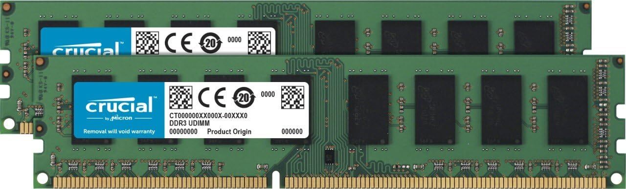 Crucial DDR3L 16GB 2x8GB PC RAM PC3L 12800U 2RX8 1600 MHz Desktop Memory DIMM