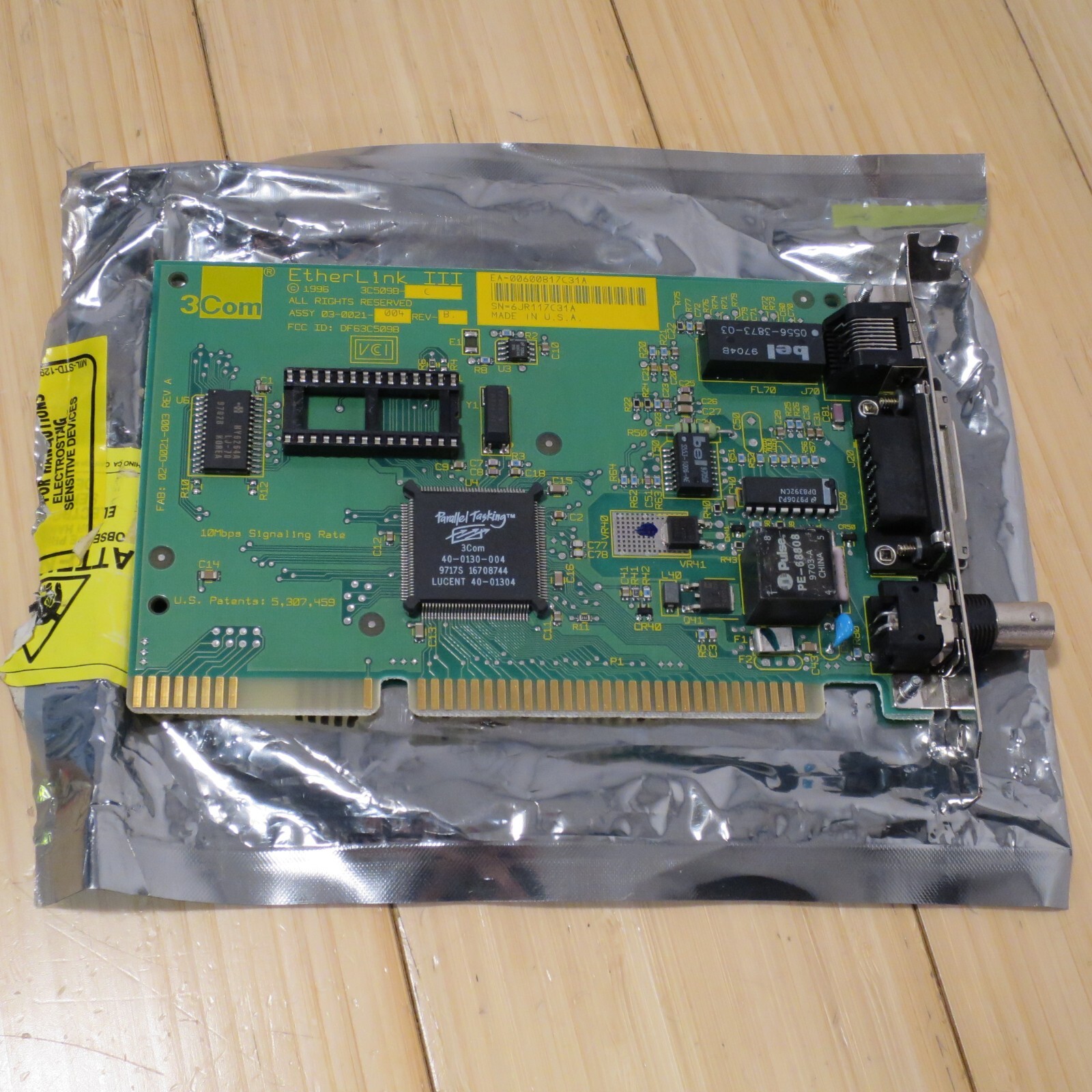 Network Card 3Com Etherlink III 3C509B- ISA DA-15 BNC RJ45 (04)