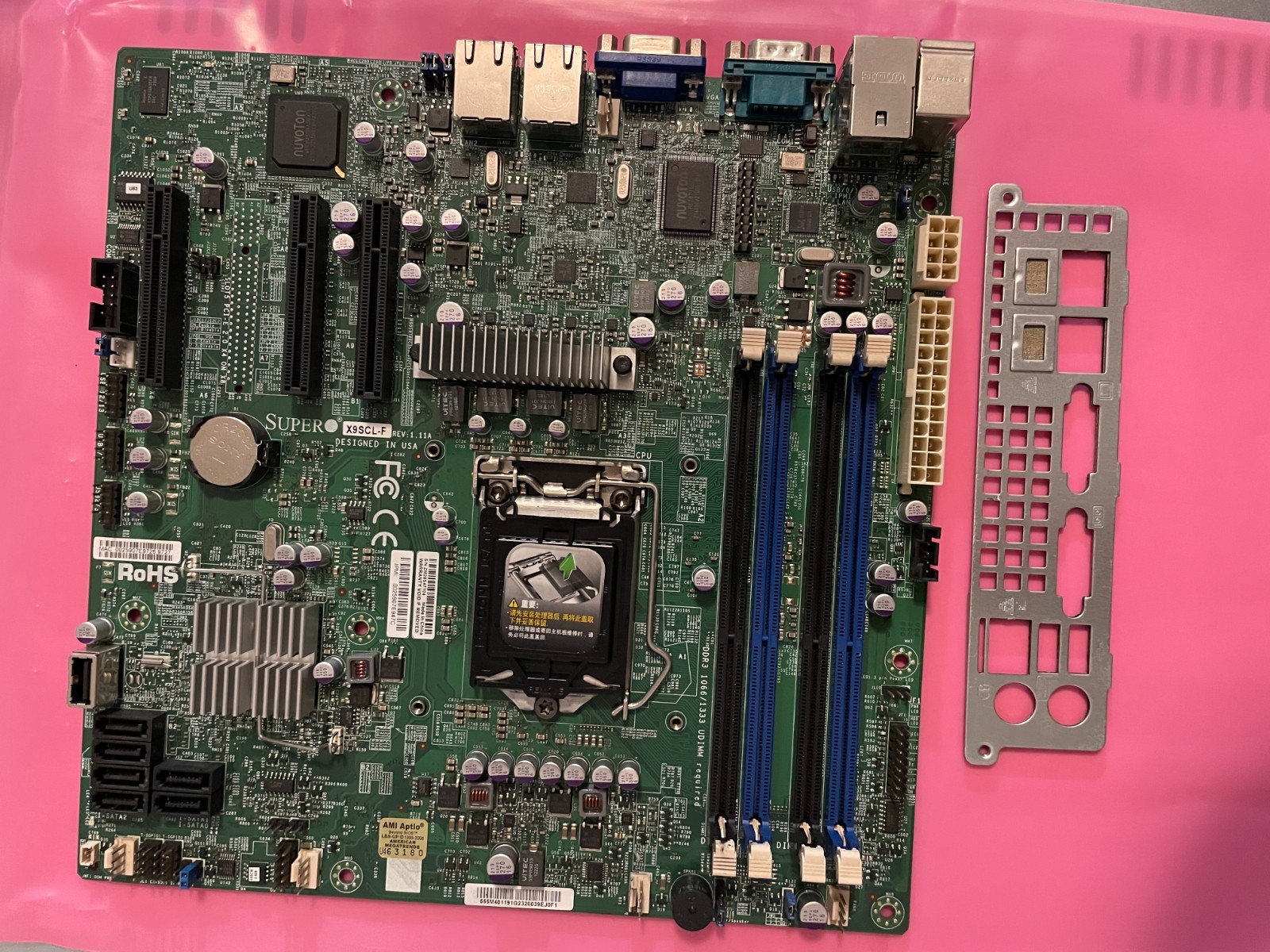 Supermicro X9SCL-F LGA1155 mATX Server Motherboard IPMI Dual LAN + I/O Shield