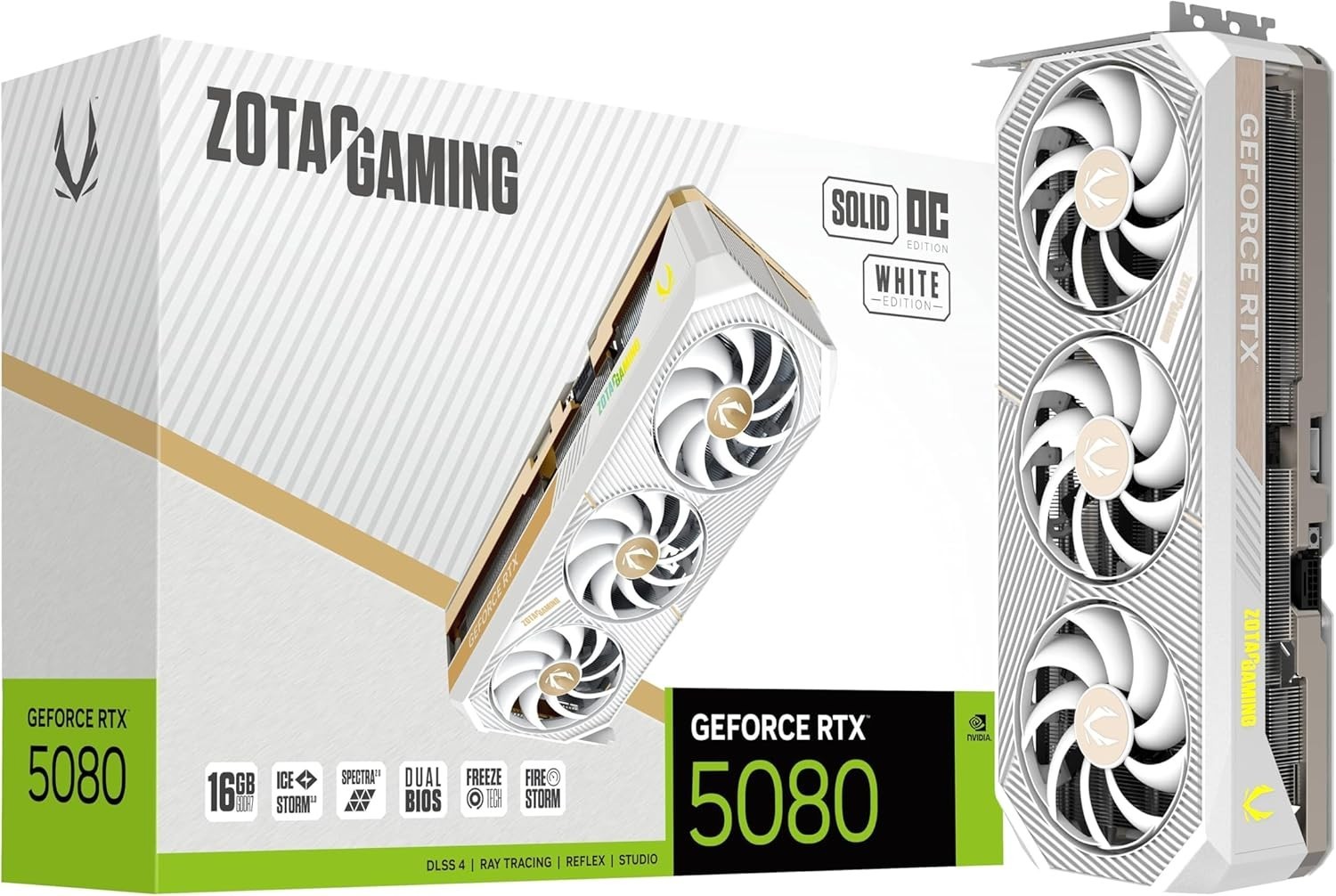 Zotac GeForce RTX 5080 Gaming Solid White OC 16GB GDDR7 PCIe 5.0 Graphics Card