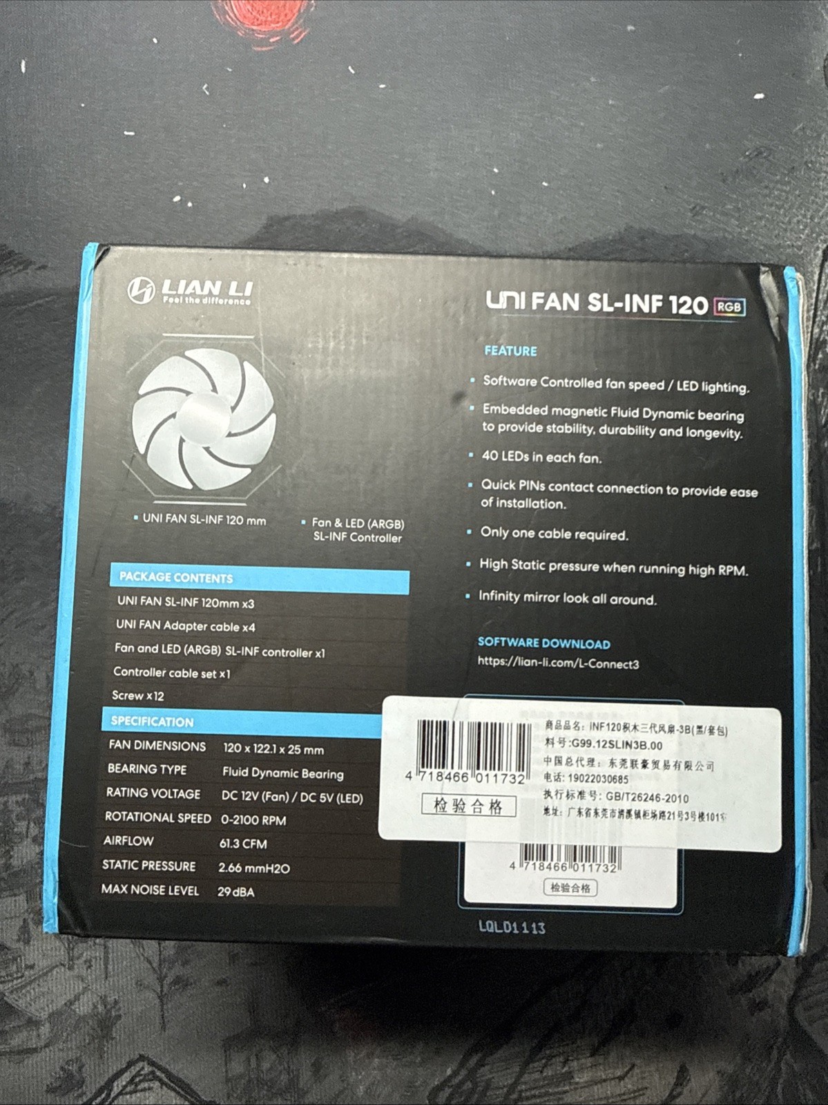 Lian Li SL-Infinity 120mm Black Case Fan, 3-Pack, Regular Blade