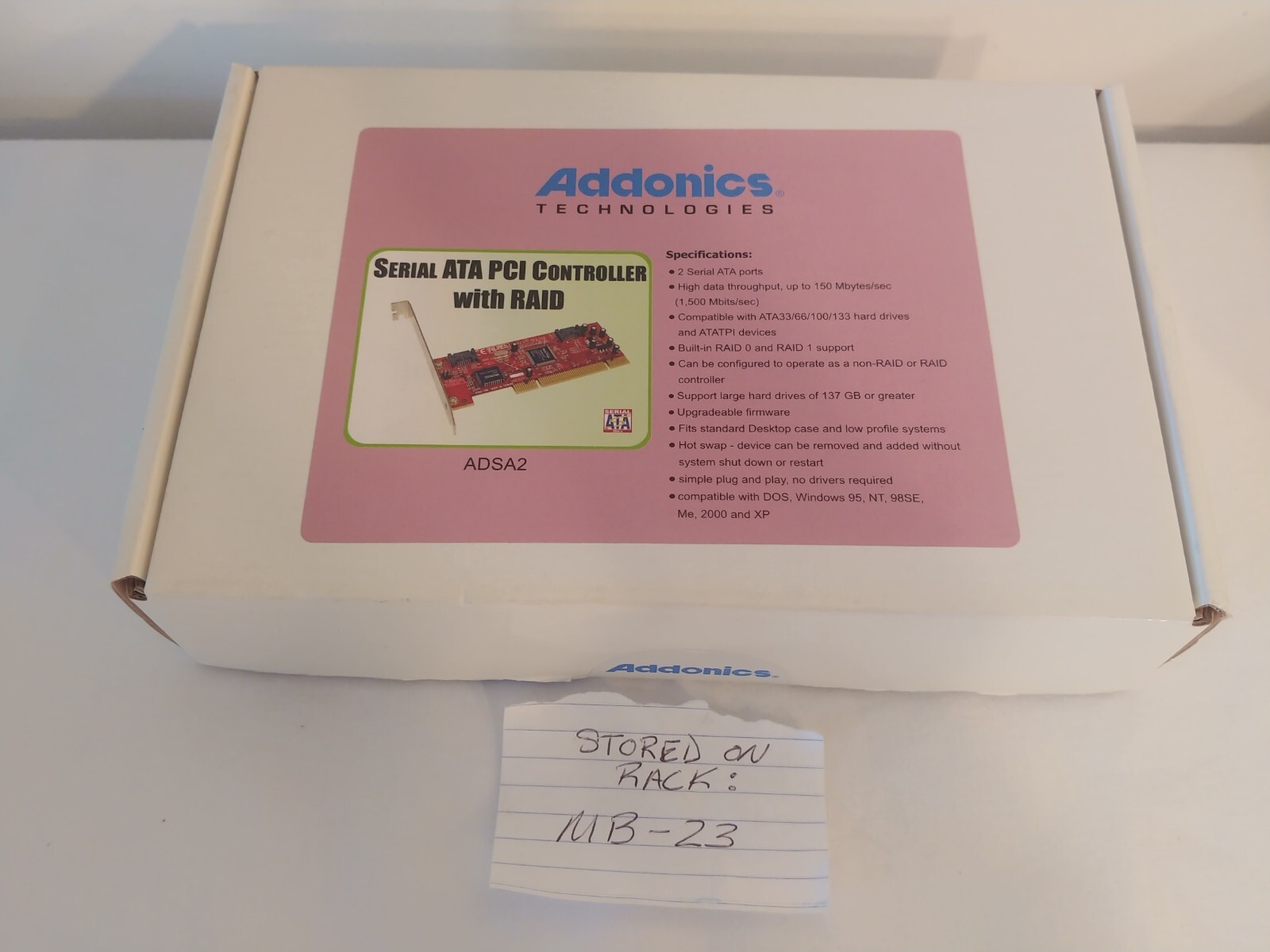 ADSA2 Addonics Serial ATA RAID Controller Up to 150MBps 2 x 7-pin SATA Serial AT