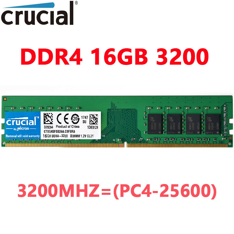 Crucial DDR4 16GB 3200Mhz PC4-25600 288pins Desktop Memory Dimm Ram 1x16GB