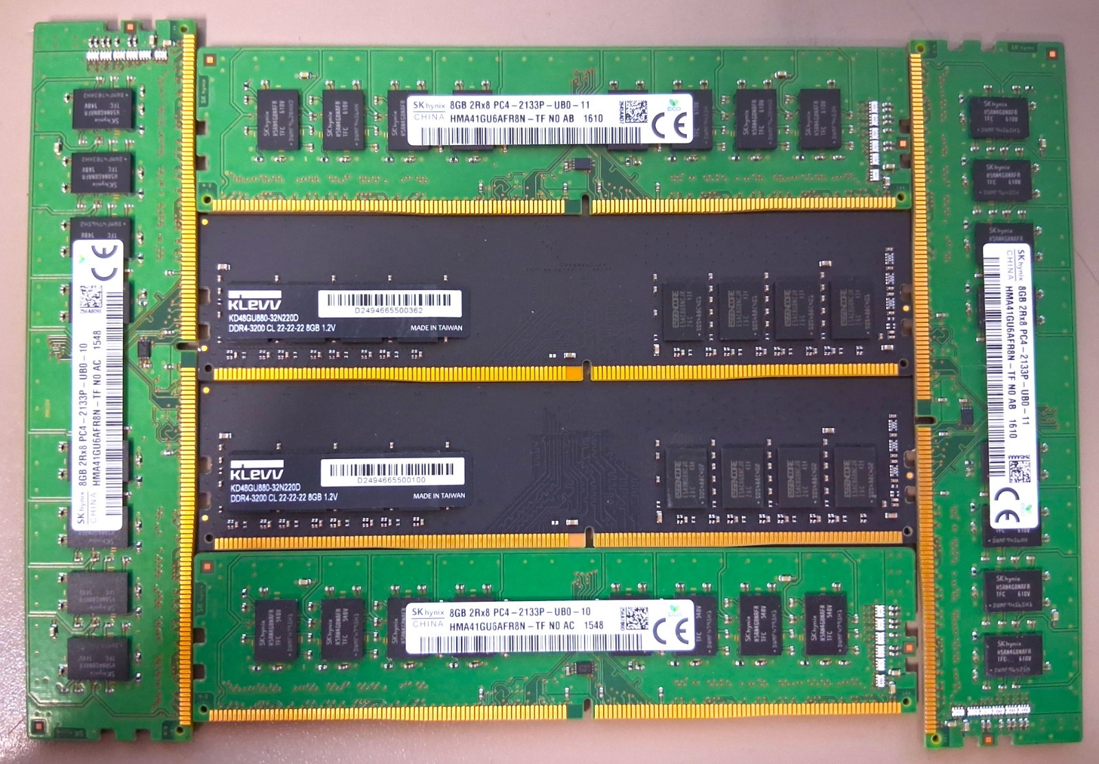 Lot of 6 DDR4 Desktop RAM 8GB Mixed Brand / Speed | 48GB Total | See Photos