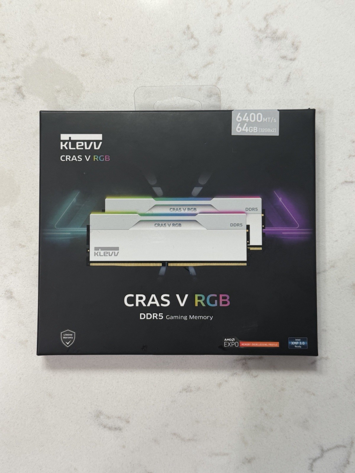 KLEVV CRAS V RGB DDR5 64GB (2x32GB) 6400MT/s CL32 White