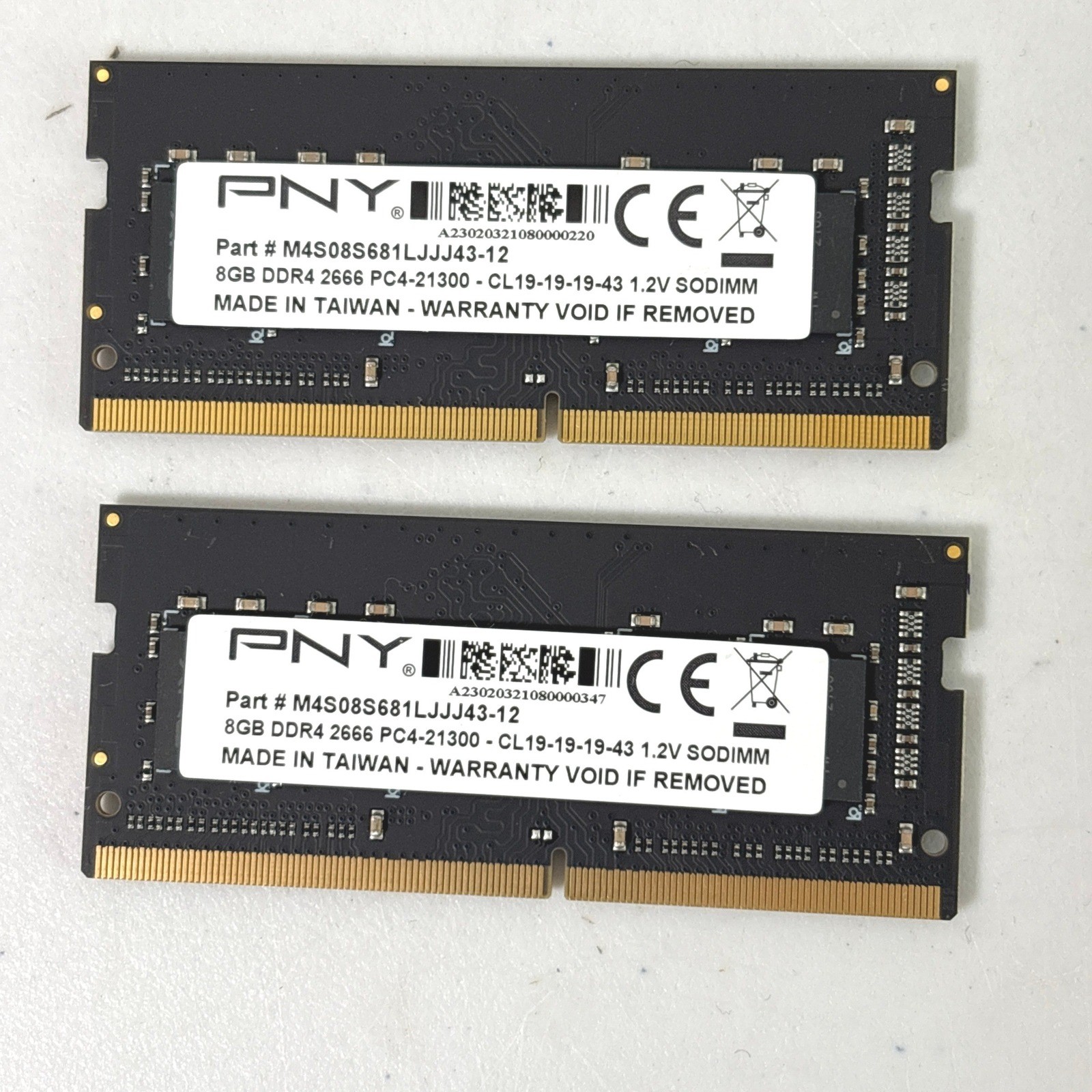 PNY 16GB 2x 8GB Memory DDR4 2666MHz PC4-21300 SODIMM RAM M4S08S681LJJJ43-12