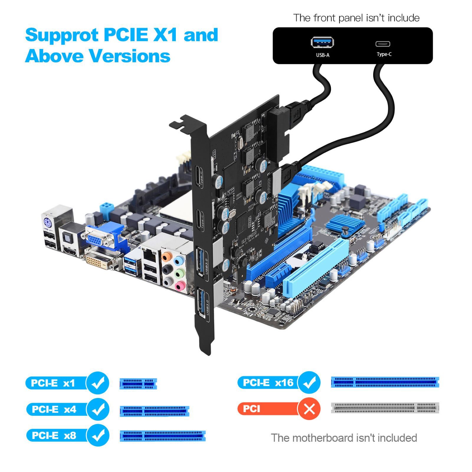 4-Port USB 3.0 PCIe 3.0/2.0 Expansion Card 2xUSB-C 2xUSB-A For Win/Mac/Linux