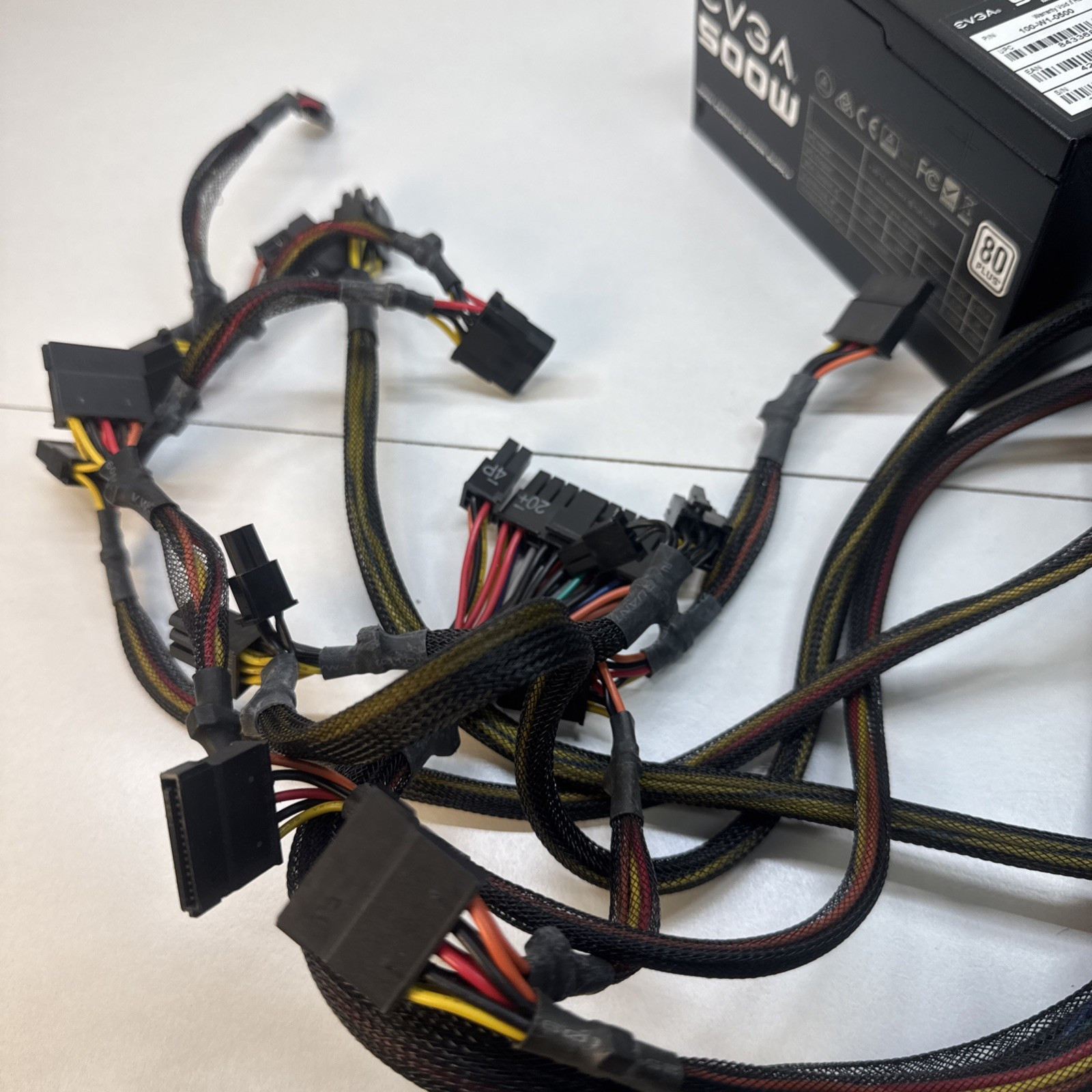 EVGA 500 W1 100-W1-0500 500W ATX Desktop Power Supply with Cables & Power Cord