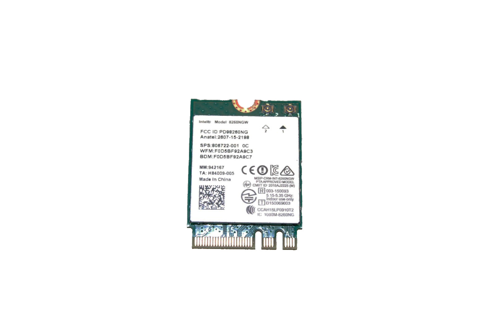Intel 8260NGW dual band WiFi card with BlueTooth HP 806722-001