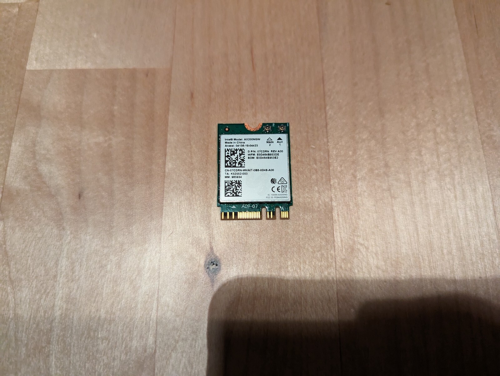 Intel Wi-Fi 6 AX200 (Gig+) M.2 2230 2×2 AX+BT No vPro Desktop Wireless Card