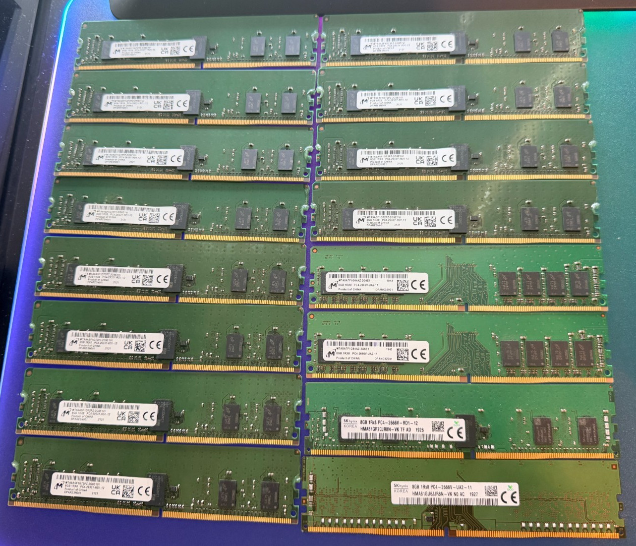 Lot of 111x PC4 DDR4 8GB memory modules. 2933Y 2400T 2133 2666V 3200AA. SODIMM