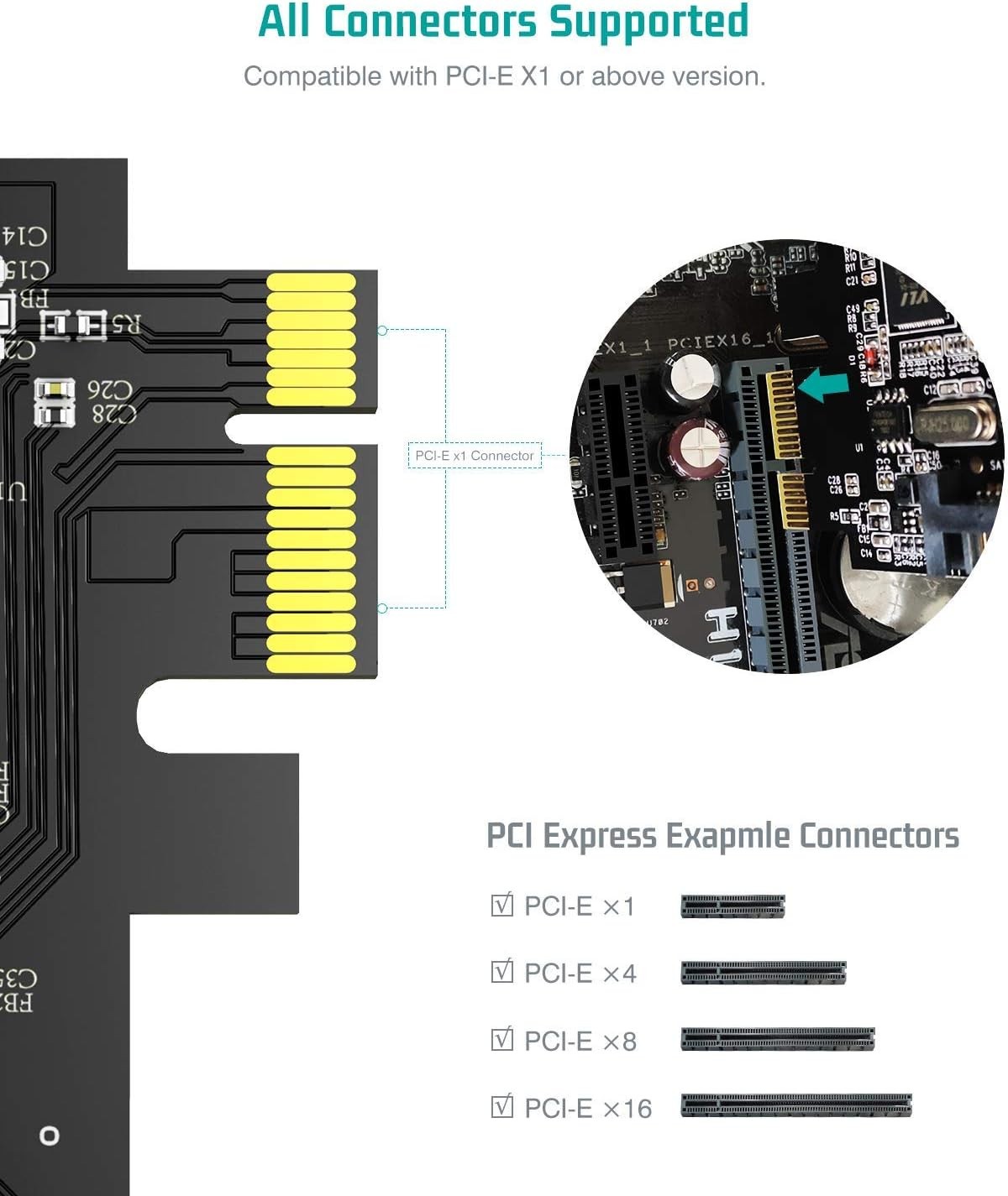 Tiergrade Superspeed 7 Ports PCI-E to USB 3.0 Expansion Card with SATA Cable