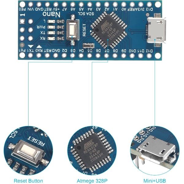 4pcs Arduino Nano V3.0 ATmega328P 16MHz Micro USB Board CH340 Driver