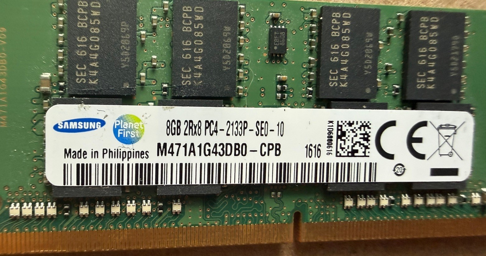 16GB (2x8GB) Samsung PC4-2133P 2Rx8 SODIMM
