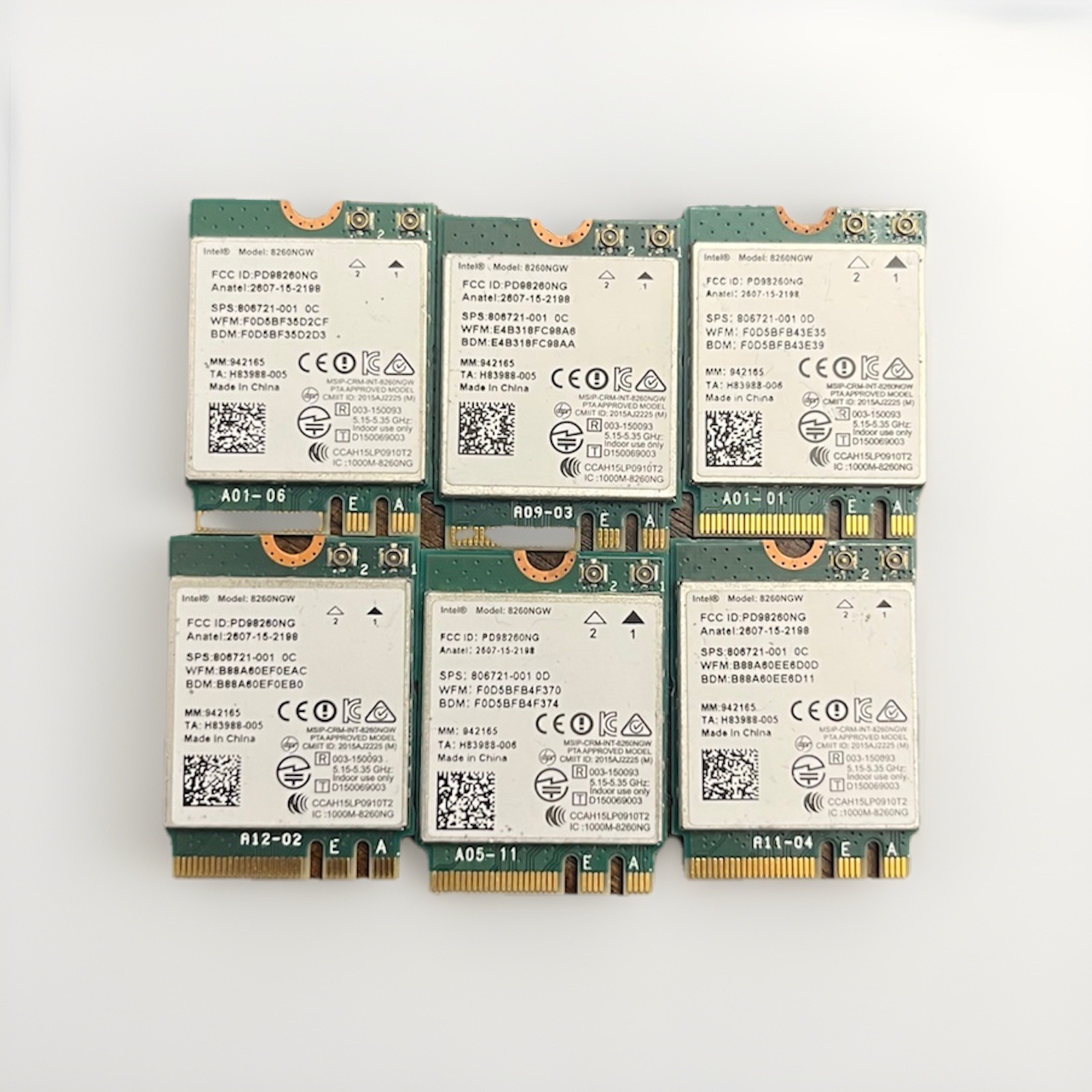 Intel 8260NGW Wireless AC+BT4.2 Wi-Fi Card Lot Of 6