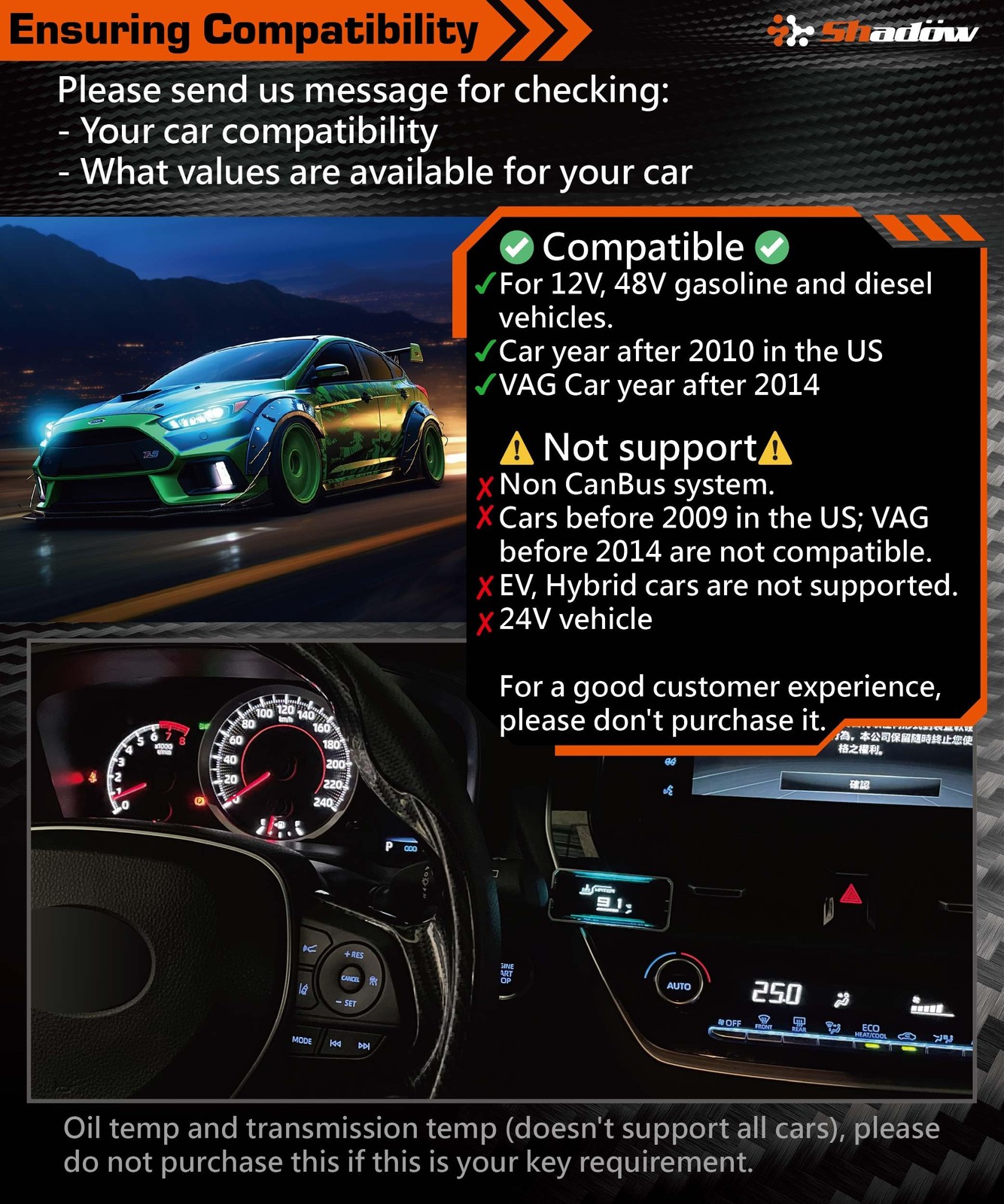 OBD2 Display D-Meter 2 Plus – Minimalist & Futuristic Multi-Functional Gauge …