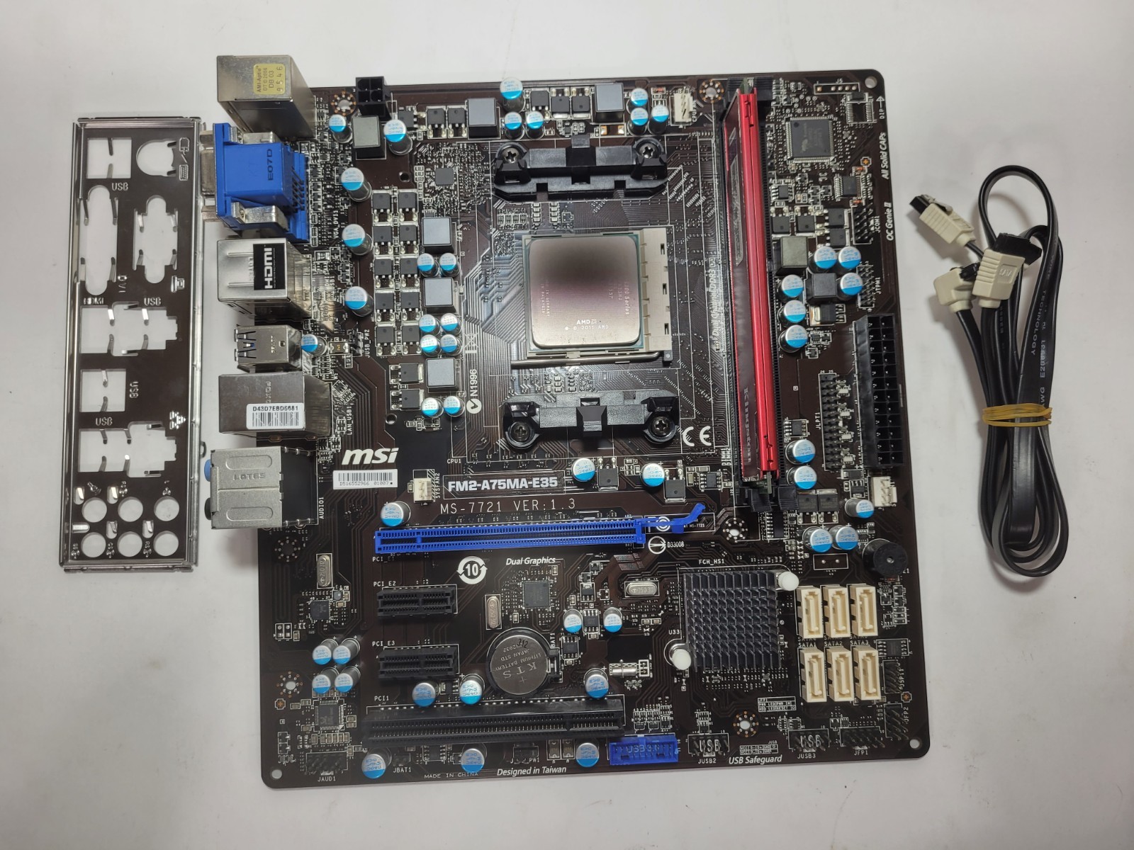 MSI FM2-A75MA-E35 Motherboard AMD A4-5300, 4GB RAM, IO Shield #1164
