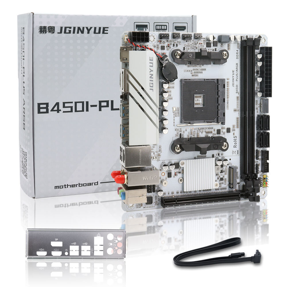 B450I-PLUS/ARGB AM4 Motherboard ITX, 2xDDR4 32GB, PCIE X16 3.0, AMD Ryze 4/5000