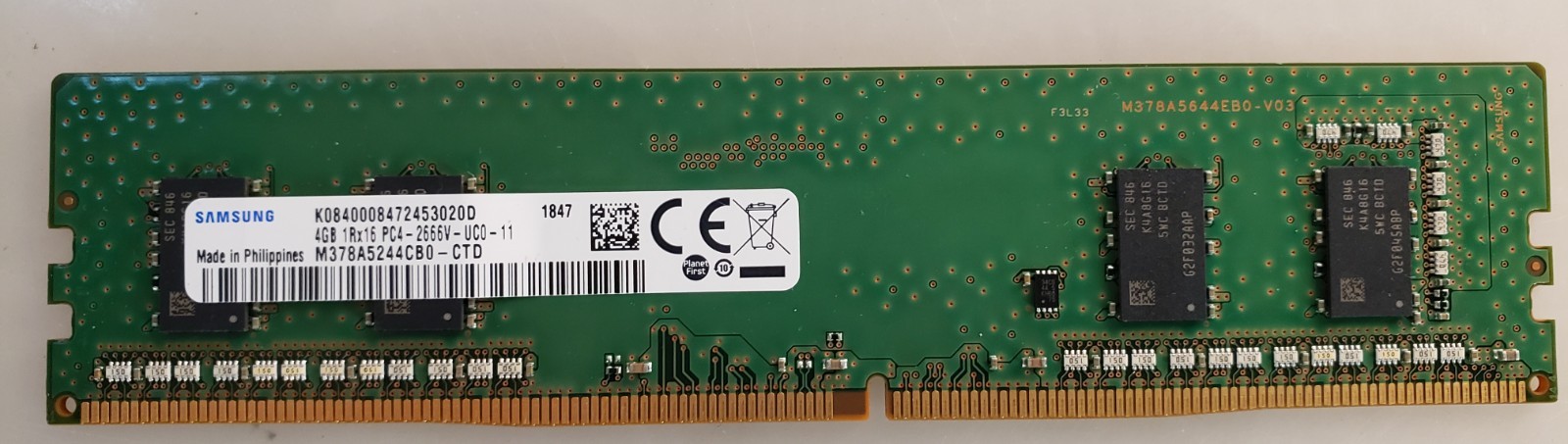 Samsung 4GB 1RX16 PC4-2666V-UC0-11 M378A5244CB0-CTD Memory RAM