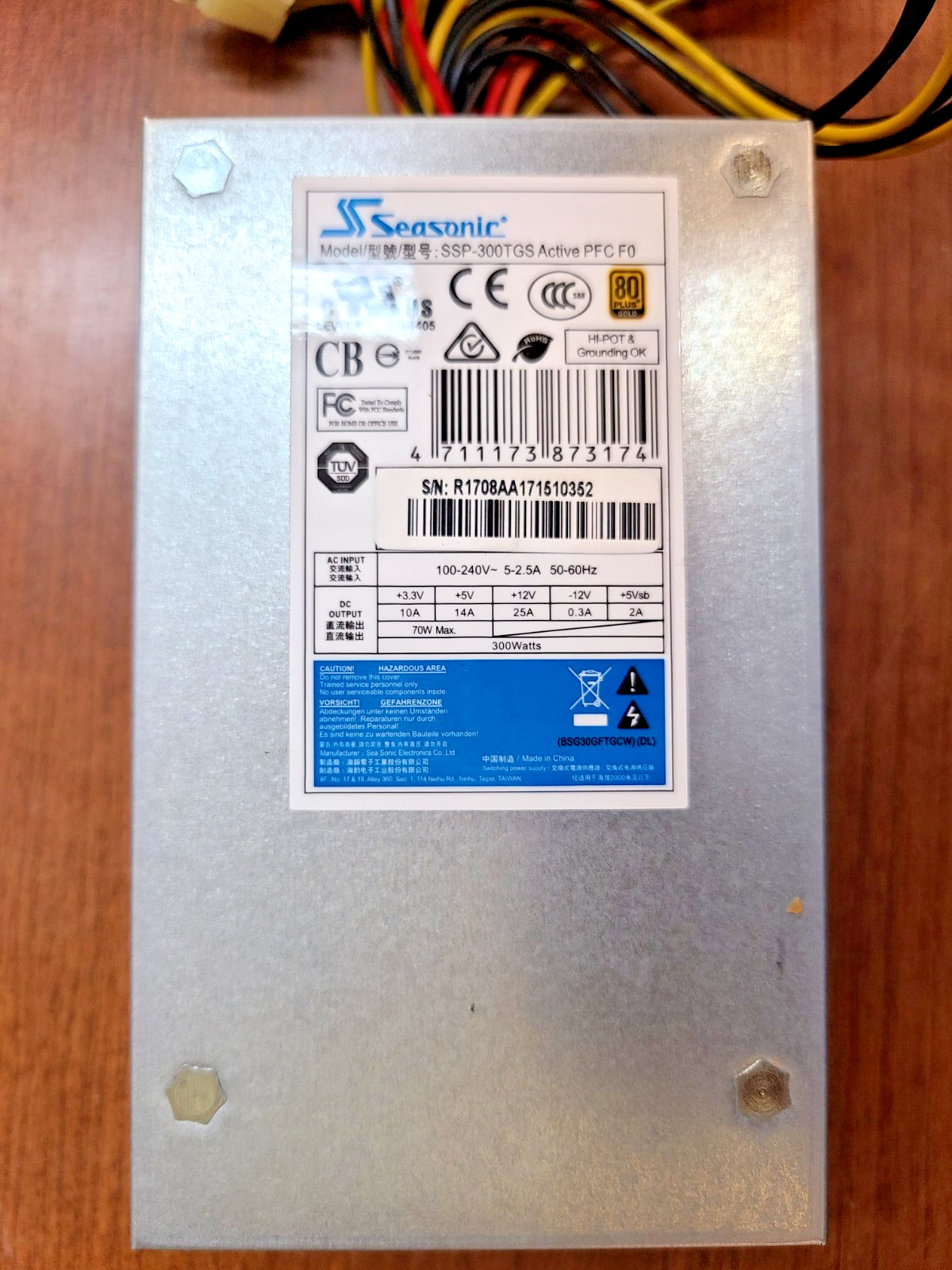 ORIGINAL SEASONIC 80 PLUS GOLD 300W PSU ATX12V POWER SUPPLY UNIT SSP-300TGS