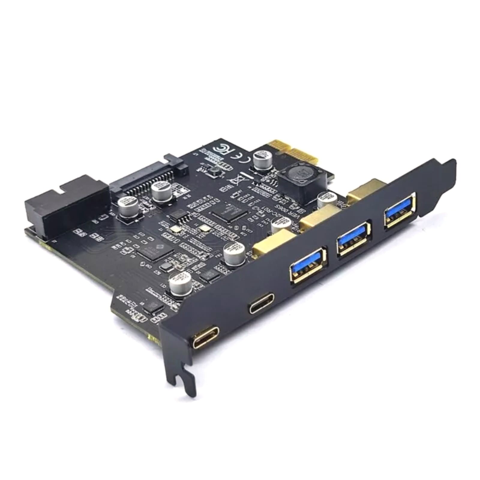 USB3.2 GEN1 PCI-E Expansion Card 5 Ports 2*Type-C 3*USB-A 19 Pin Connector 5Gbps