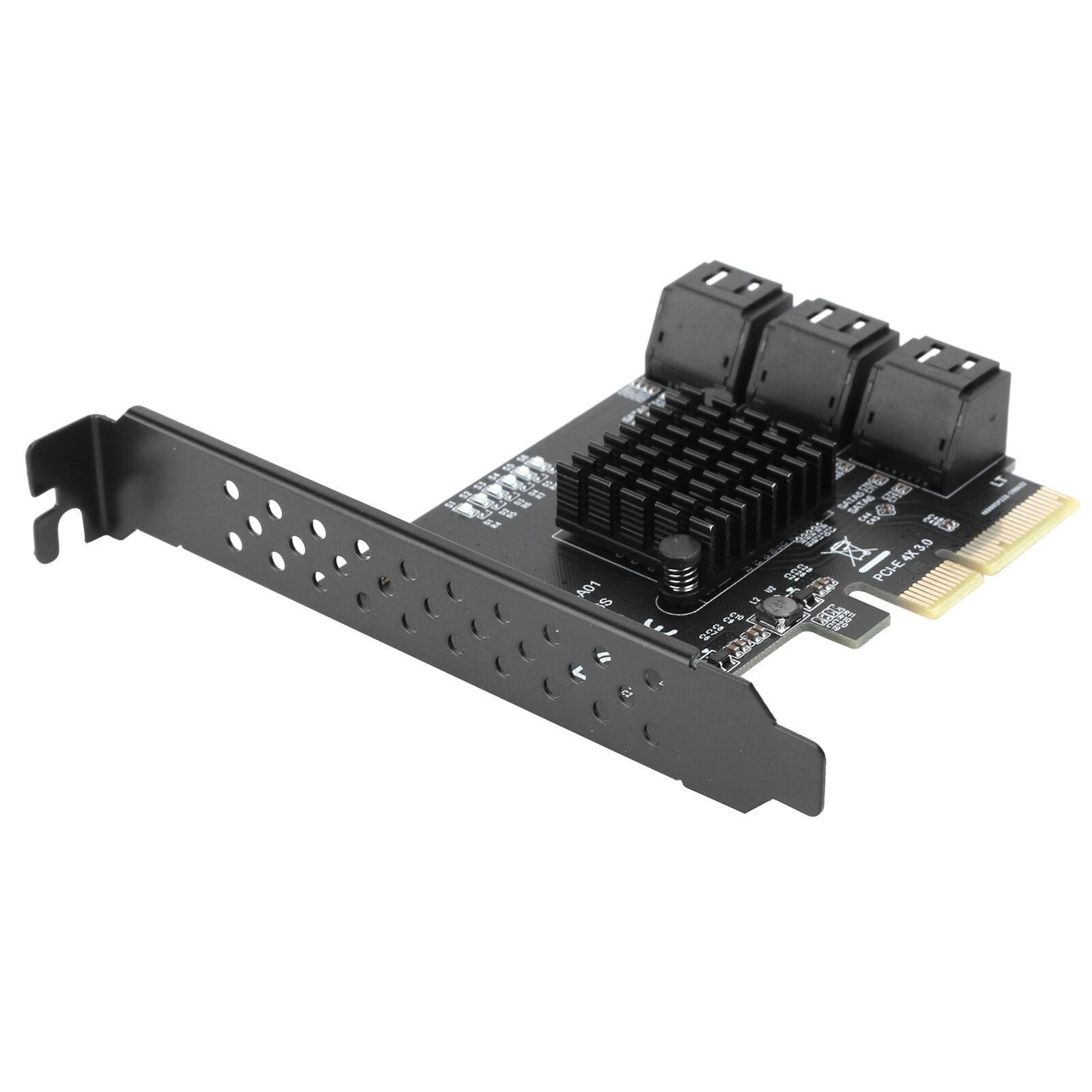 6 Port PCI-E Expansion Card Adapter PCI-E x4x8x16 6G SATA3.0 For ASMedia ASM1166