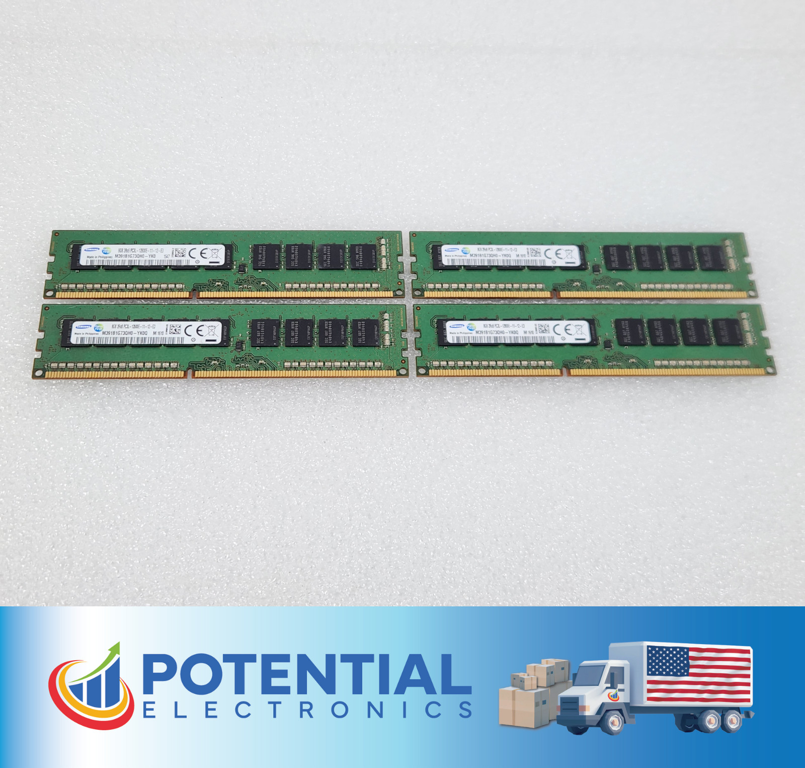 LOT OF 4 Samsung M391B1G73QH0-YK0 32GB (4x8GB) 2Rx8 PC3-12800E Server Memory