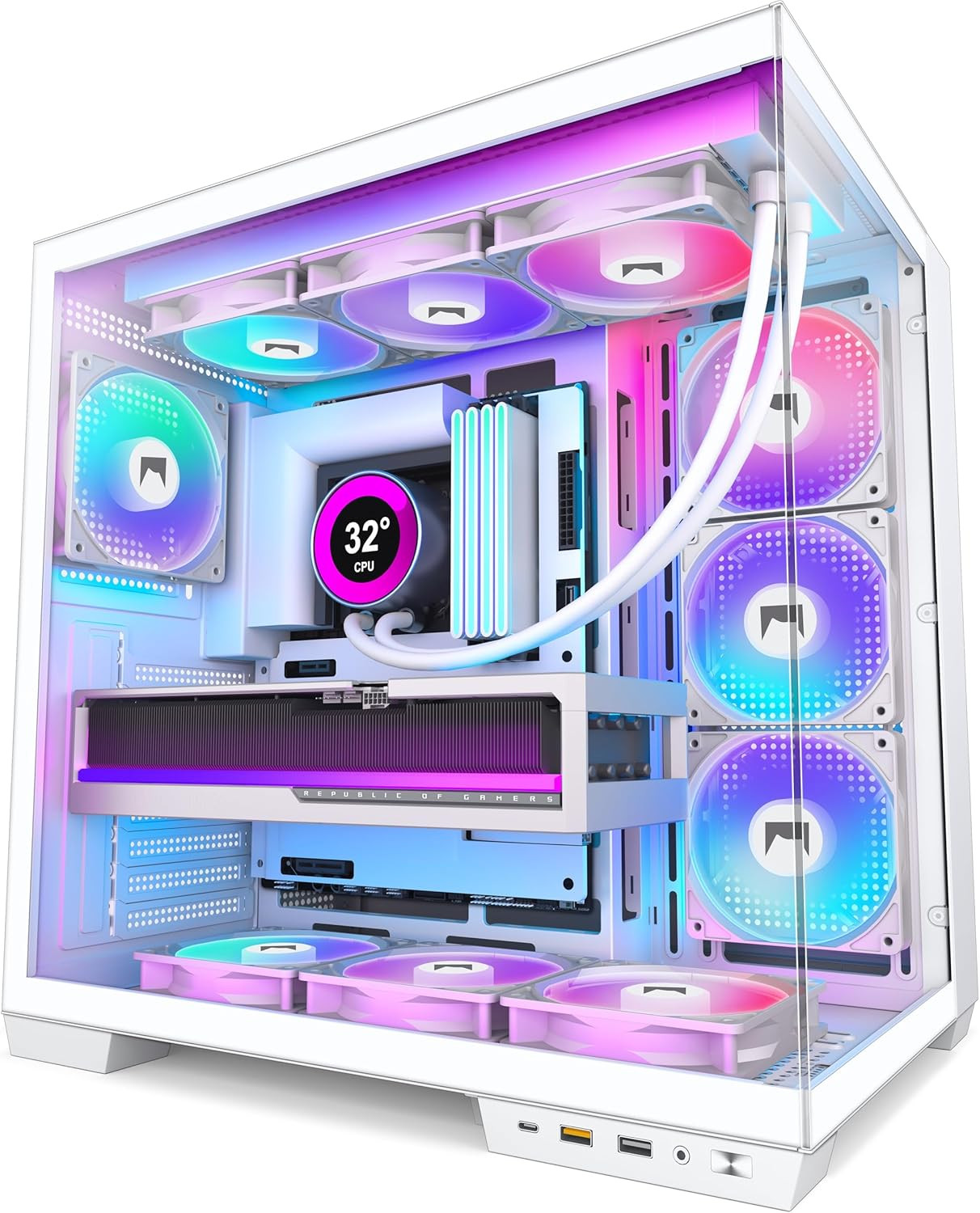 H1 ATX PC Case – Pre-Installed with 7 PWM ARGB Fans – Dual Cavity Mid-Tower PC