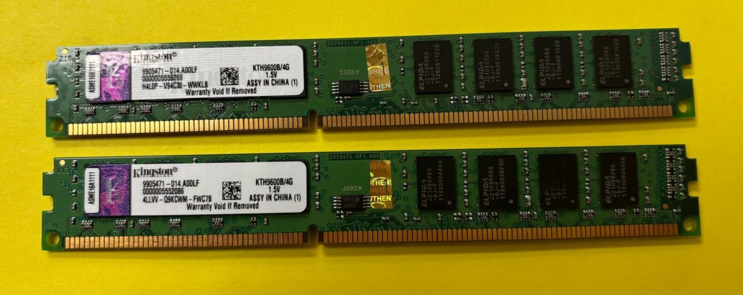 🥗Kingston 8GB (2x4GB) RAM MEMORY KTH9600B/4G