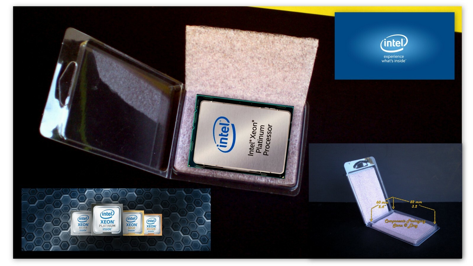 Intel Xeon LGA3647 CPU Case Clam Shell for 76 x 56.5 mm Processor – Qty 15 New