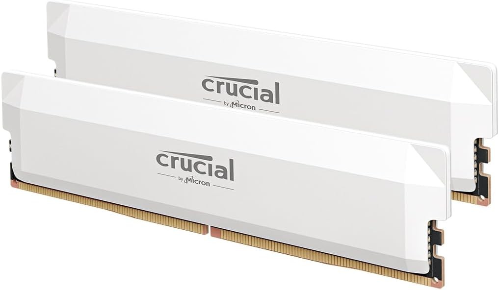 Crucial 64GB DDR5 Kit (2x32GB) 6000MHz CL40 CP2K32G60C40U5W Desktop RAM (White)