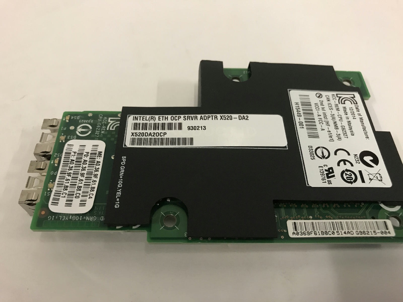 INTEL X520-DA2 ETHERNET SERVER ADAPTER 10GBE Dual Port Mezzanine X520DA20CP