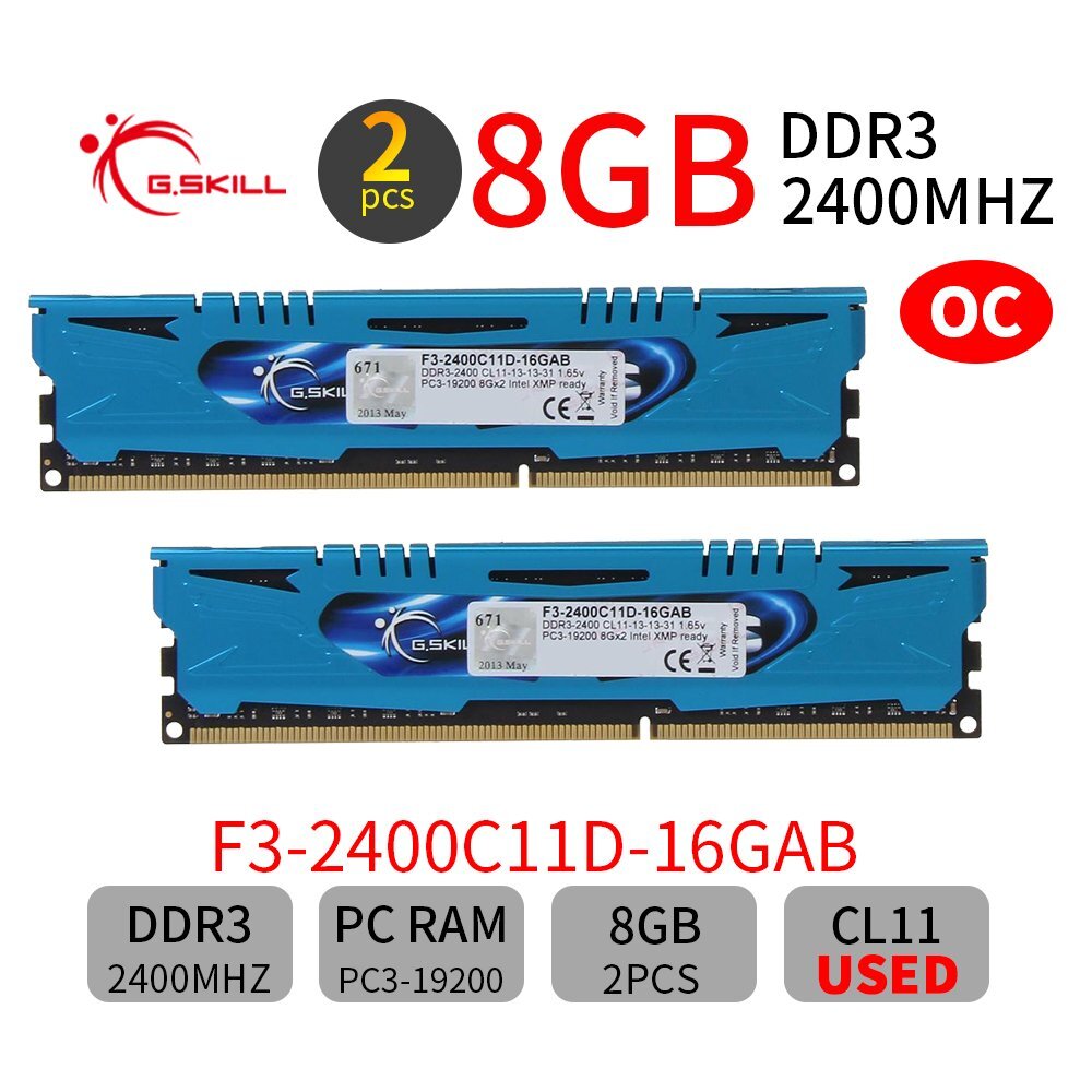 G.Skill Ares 16GB 2x 8GB OC DDR3 2400MHz PC3-19200 CL11 240Pin DIMM PC Memory AB
