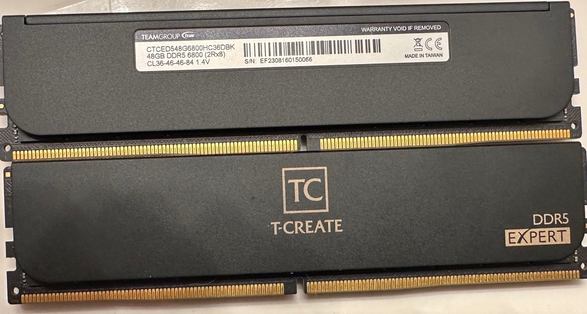 TEAMGROUP T-CREATE EXPERT 96GB (2x48GB) DDR5-6800 DIMM 288-Pin Kit