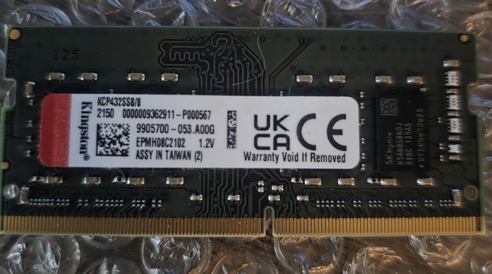 Used Kingston 8GB DDR4 SODIMM 3200mhz RAM Module For Laptop