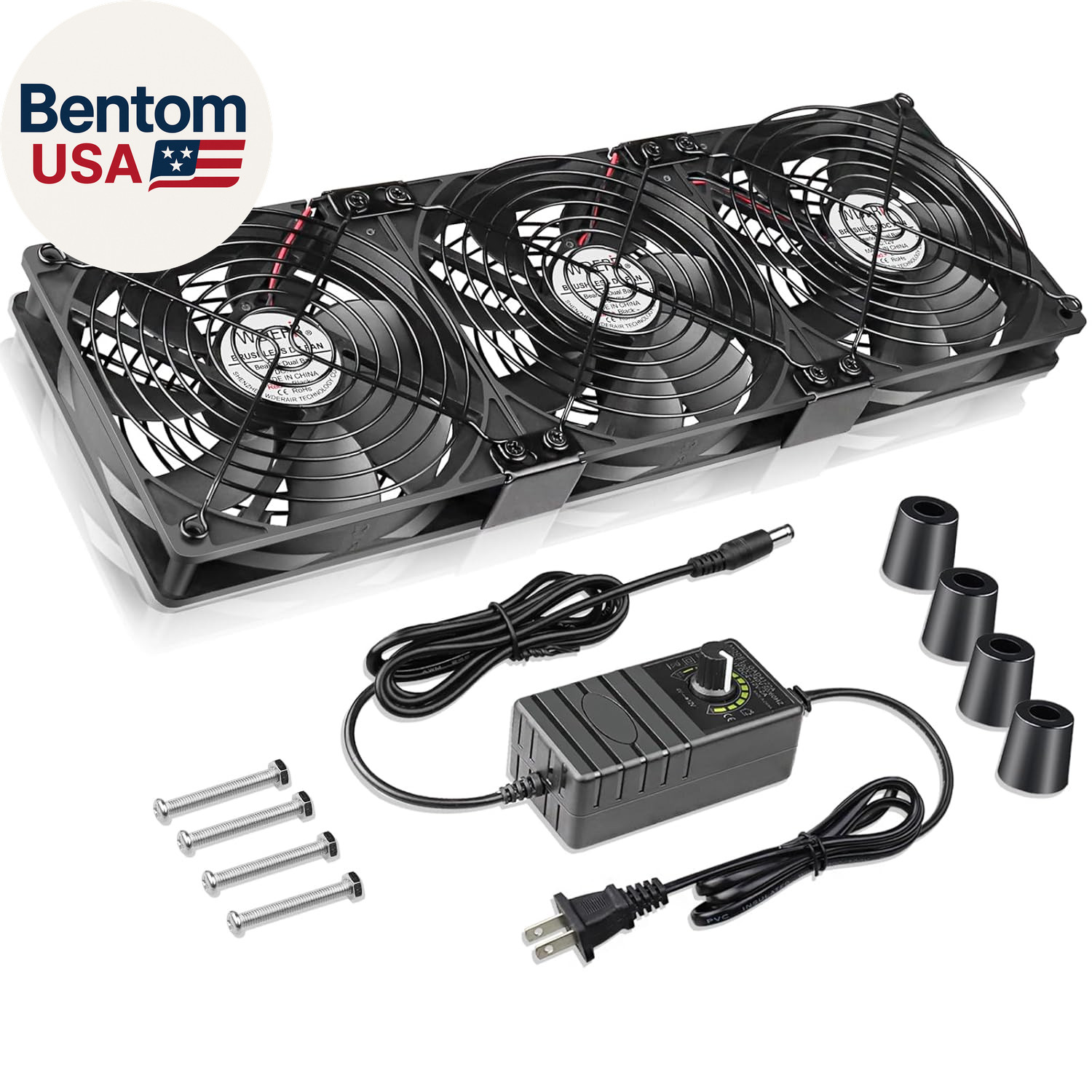 3 X 120Mm Big Airflow Computer Fan with AC Speed Controller 110V 120V 220V 240V
