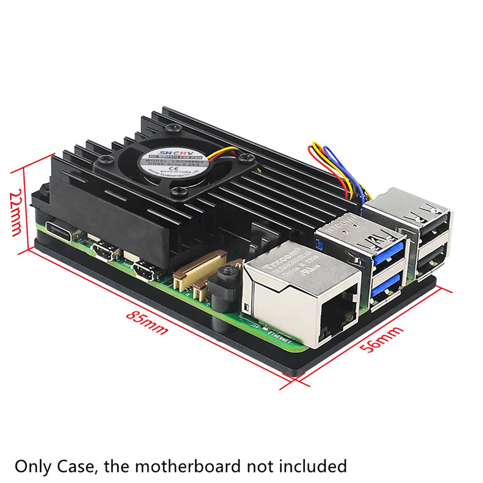 Aluminum Alloy Protective Case Housing w/ Cooling Fan For Raspberry Pi 5