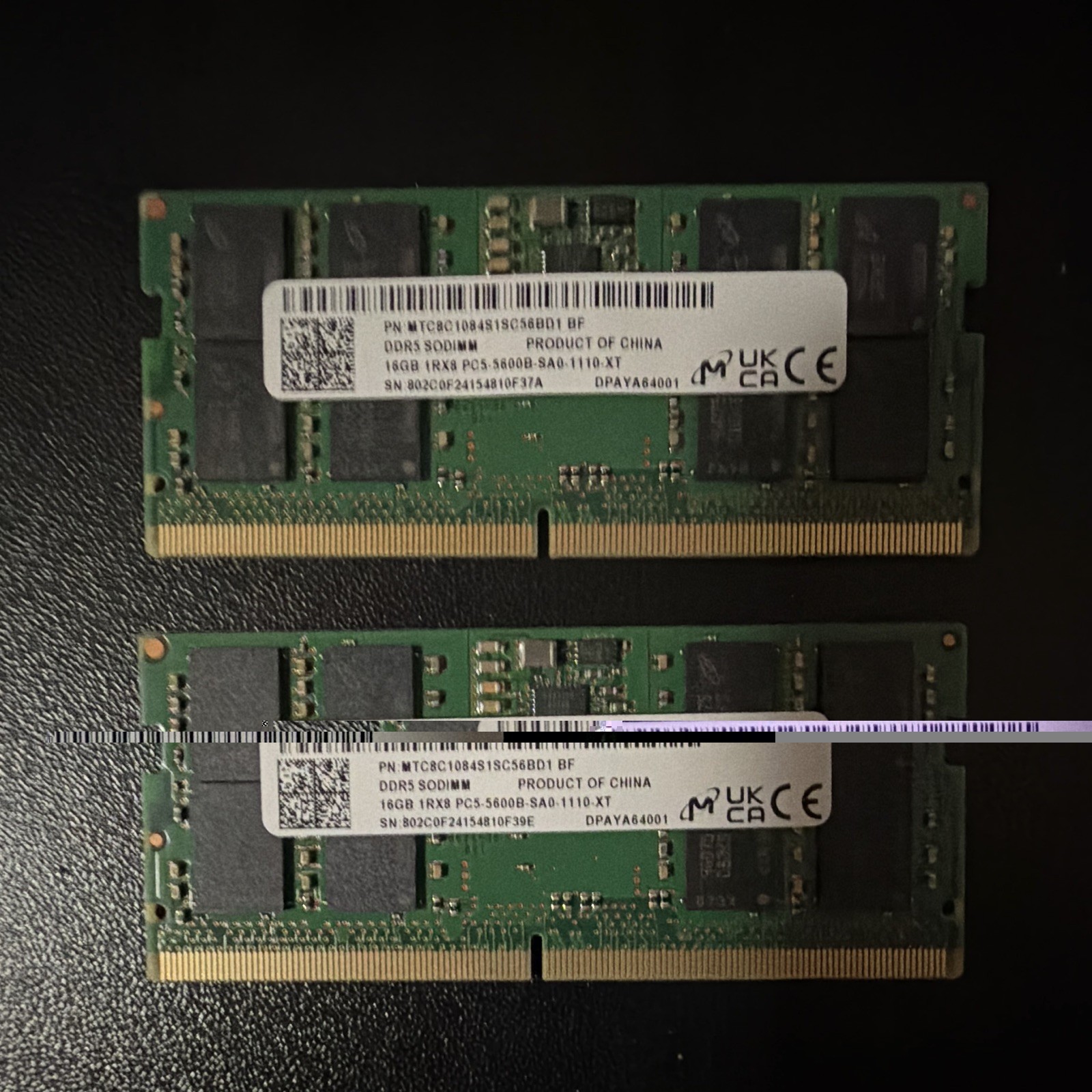 Micron 32GB (2x16GB) DDR5-5600 PC5-5600B 262-Pin SO-DIMM Non-ECC PULLED