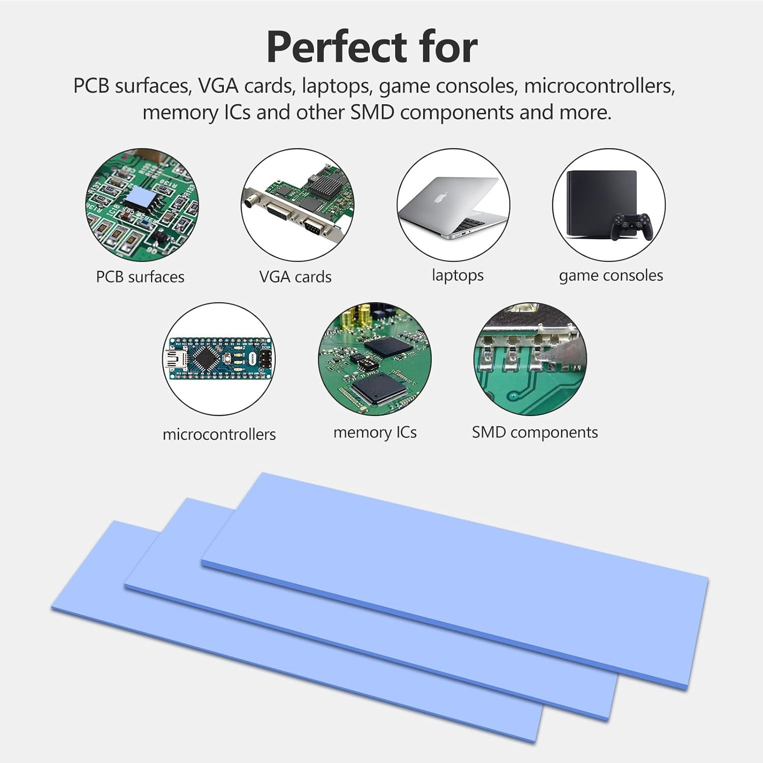 UCEC 30PCS Silicone Thermal Pads GPU, Reusable CPU Thermal Pad 0.5/1.5/ 1Mm | SS