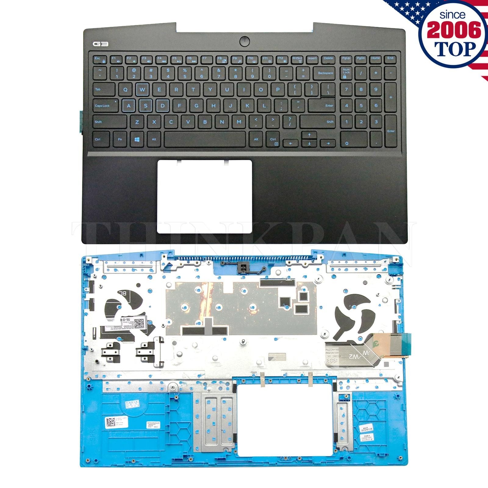 New Dell G3 3590 Palmrest Upper Case Blue Backlit Keybaord 0P0NG7 US Layout