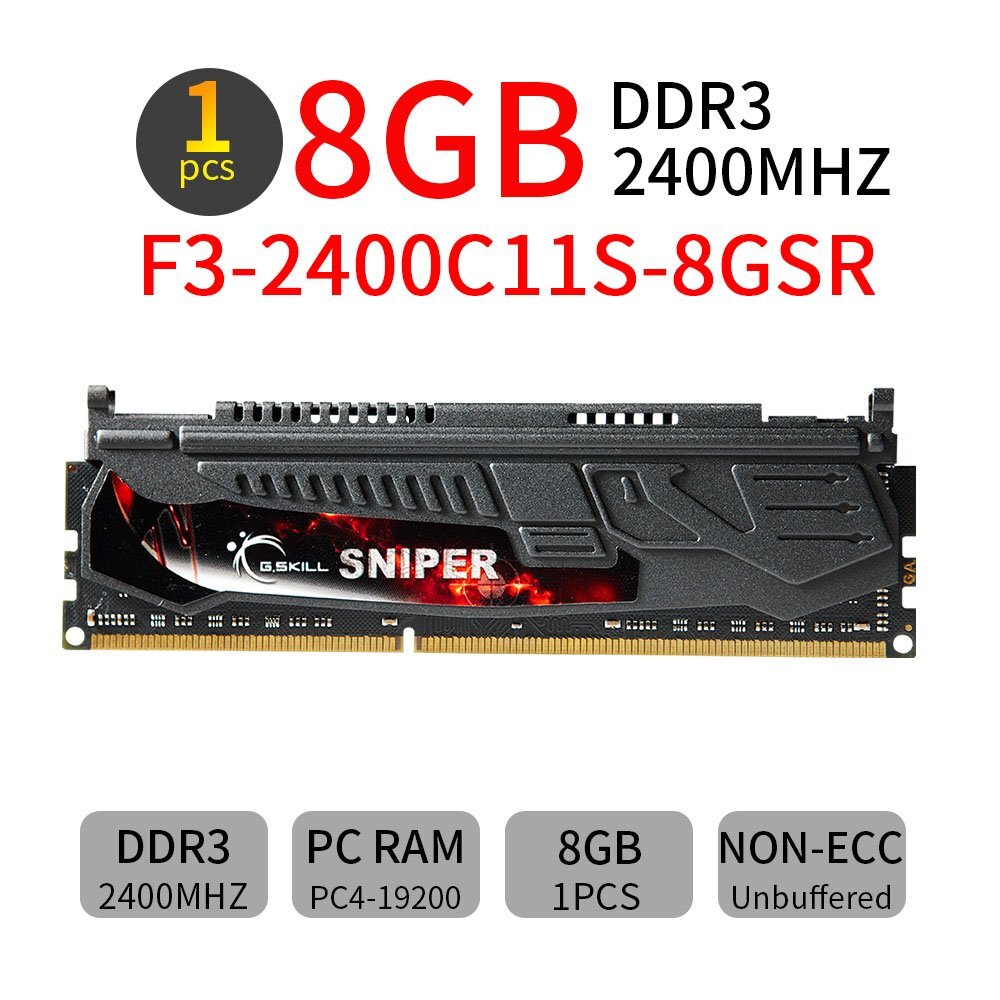G.SKILL Sniper 8GB DDR3 OC 2400MHz PC3-19200U 240Pin DIMM Desktop PC Memory RAM