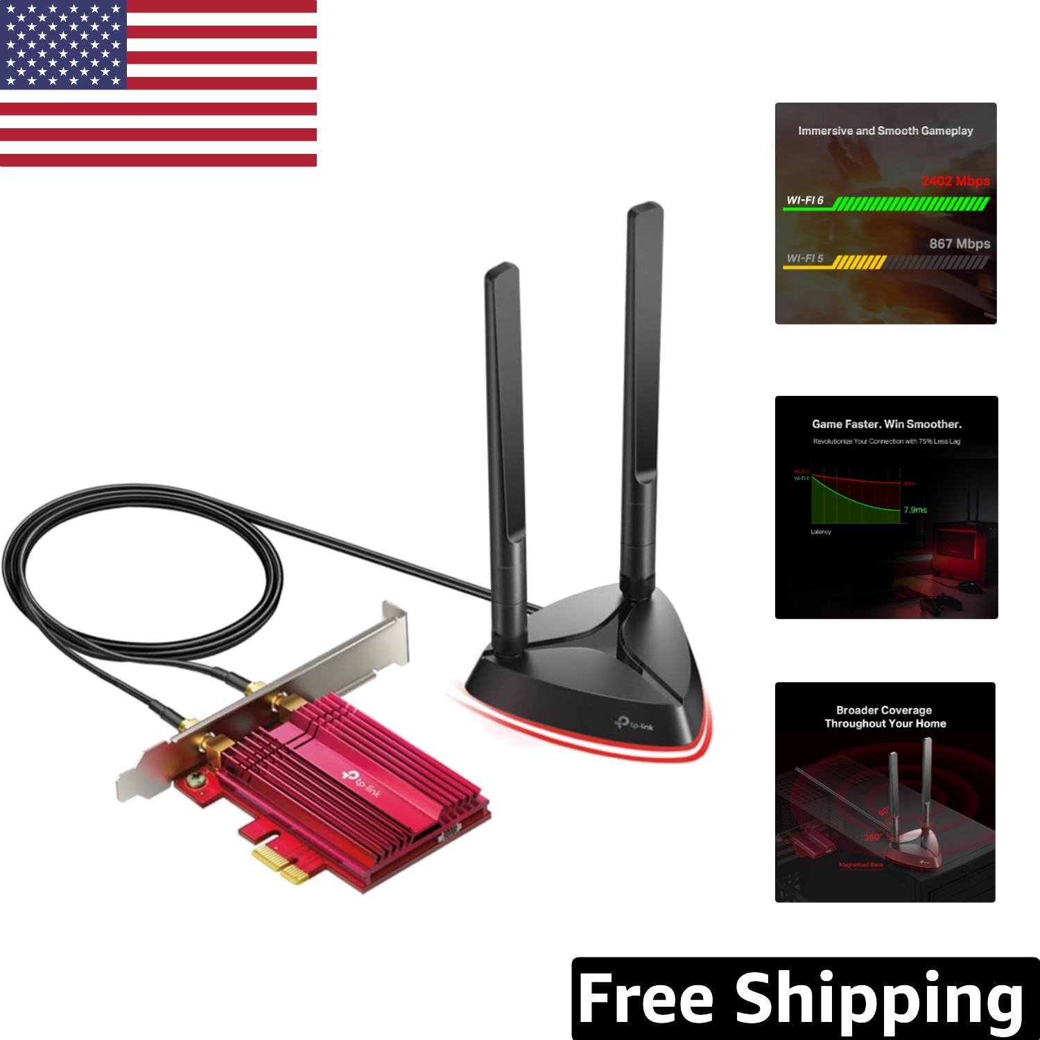 Next Generation WiFi 6 PCIe Card – 2400Mbps, Bluetooth 5.3 for Ultimate Gaming