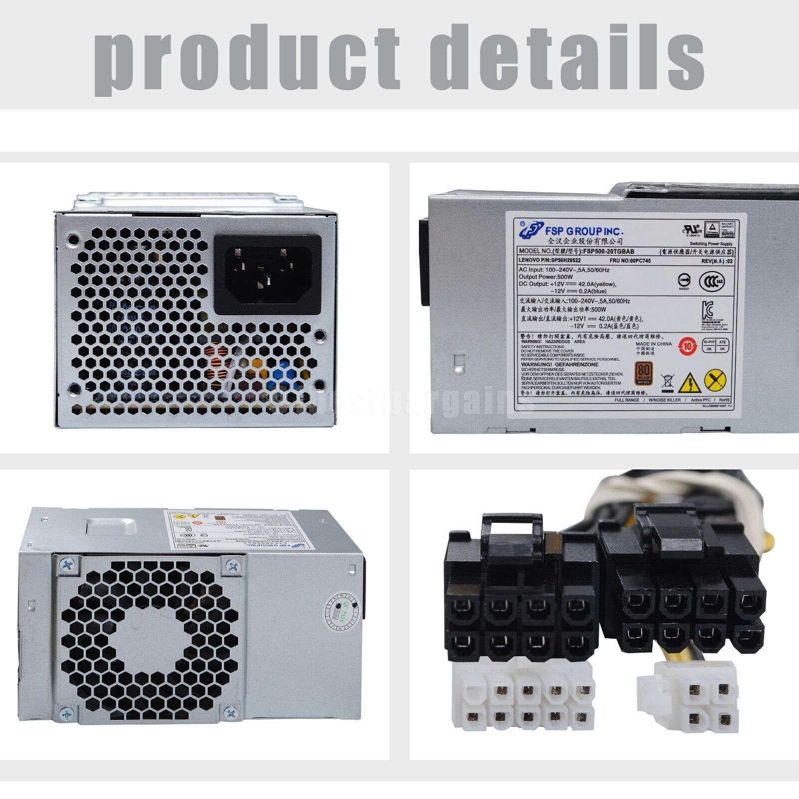 500W FSP500-20TGBAB 10Pin+4Pin Power Supply For Lenovo M310 M410 510S M510