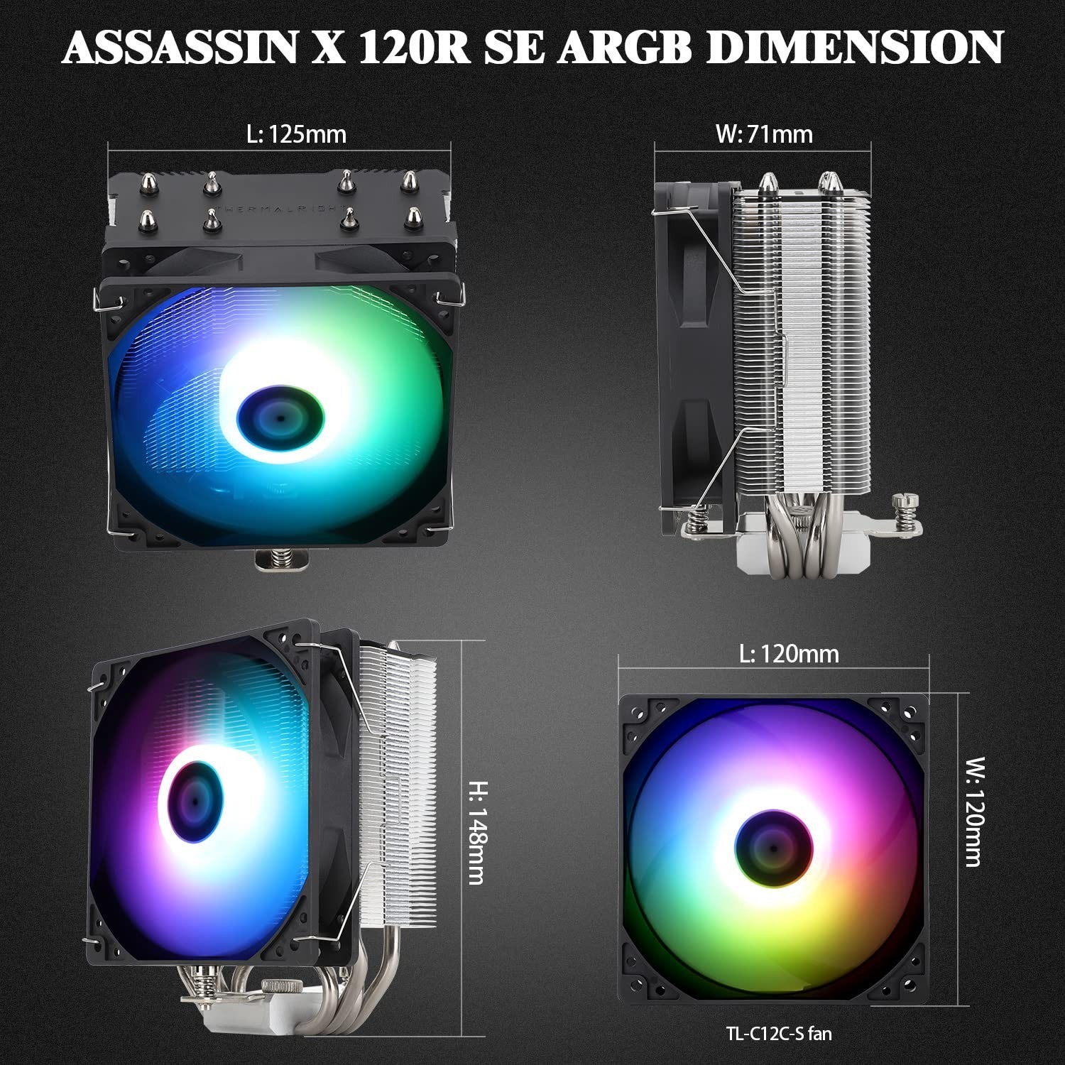 High-Performance CPU Air Cooler, 4 Heat Pipes, PWM Fan, Aluminium Heatsink, AMD/