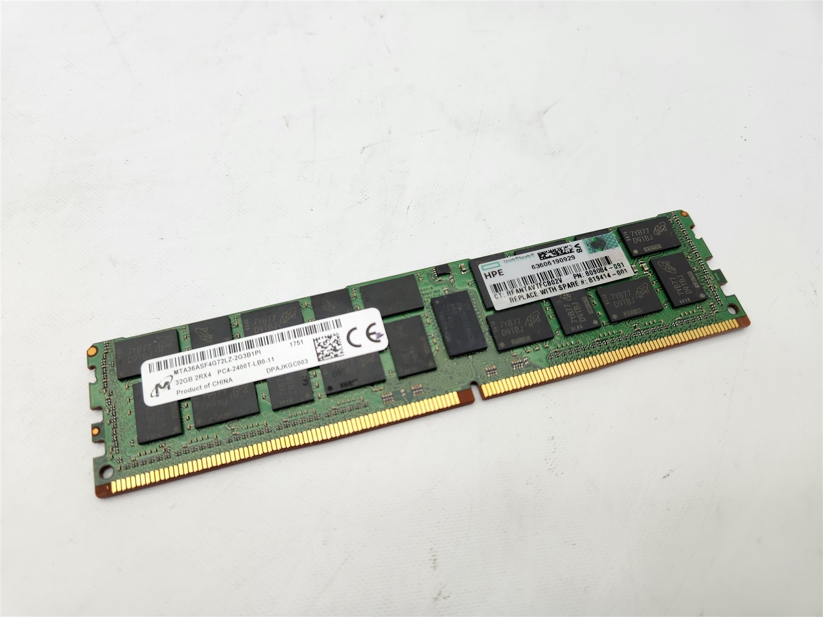 Micron HP 32GB 2Rx4 PC4-2400T-LBO DDR4 SERVER RAM MTA36ASF4G72LZ Memory