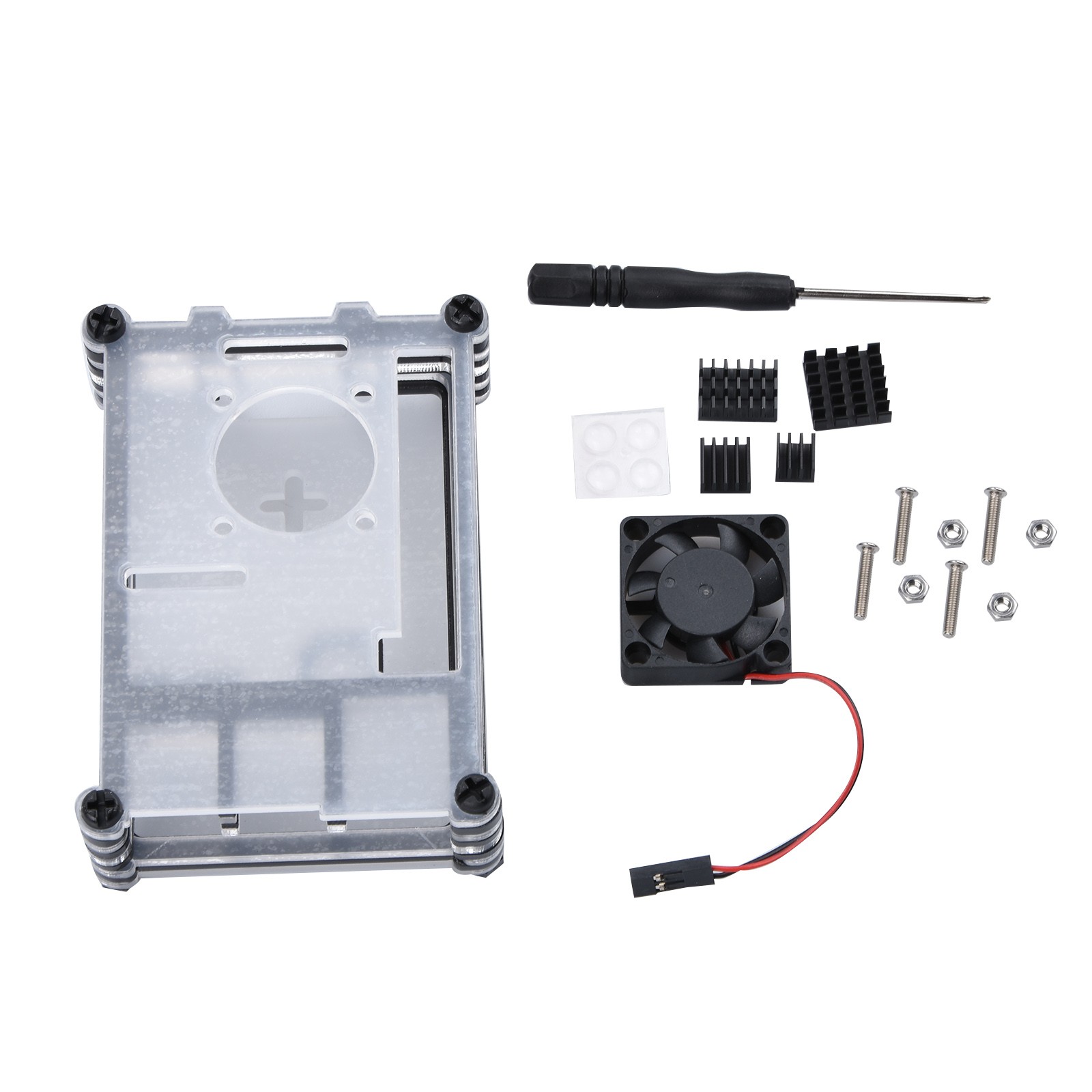 Clear 9 Layers Case with Cooling Fan Heatsink Screwdriver For Raspberry Pi 4B E