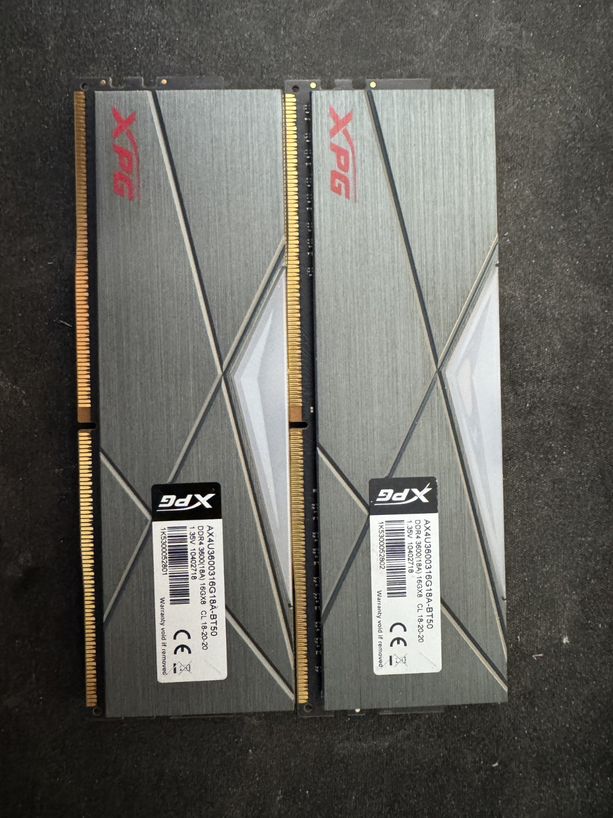 XPG Spectrix D50 RGB 2x16g DDR4-3600MHZ 32GB Total Kit AX4U3600316G18A-BT50