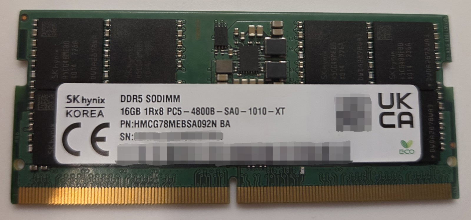 SK hynix 16GB DDR5-4800 SODIMM RAM HMCG78MEBSA092N Last Known Working