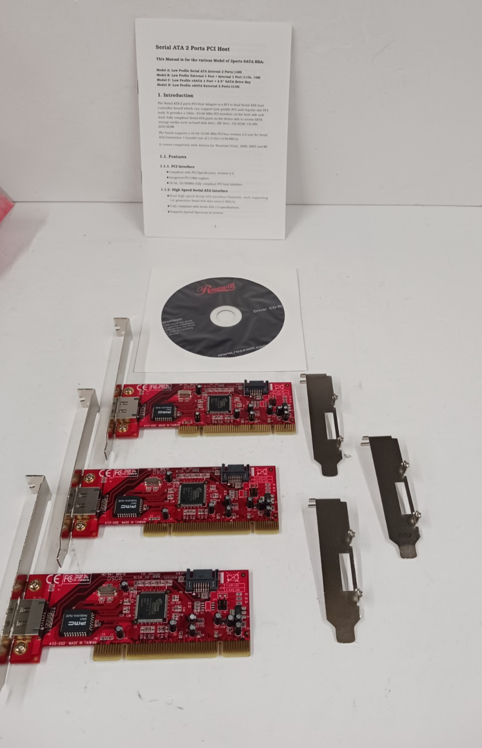 Rosewill RC-210 E-SATA 1.5G 1+1 Port PCI Adaptor New Open Box Lot Of 3