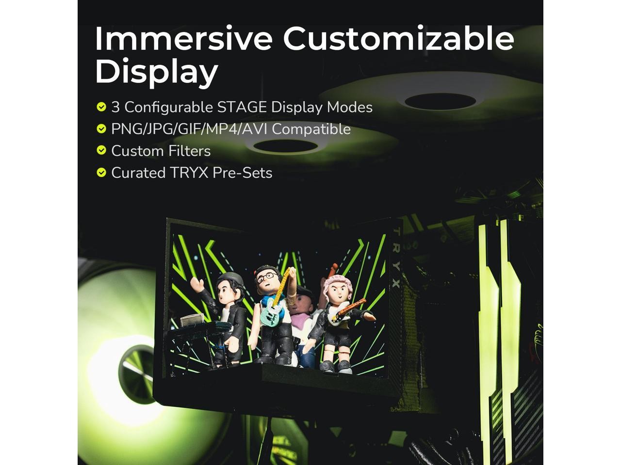 TRYX Stage 360 ARGB White 360mm AIO Dual 4.0» Screen 720×720 Resolution AIO